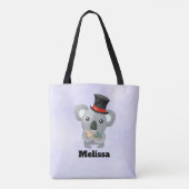 Cute Koala in een Black Top Hat Custom Tote Bag (Achterkant)