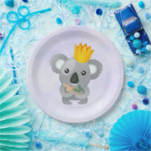 Cute Koala in een Golden Crown Papieren Bordje (Feest)