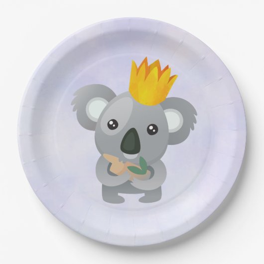 Cute Koala in een Golden Crown Papieren Bordje (Voorkant)