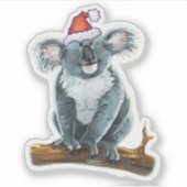 Cute Koala in een Santa Hat Sticker (Voorkant)