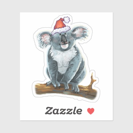 Cute Koala in een Santa Hat Sticker (Vel)