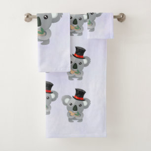 Cute Koala in een zwarte top-hoed Bad Handdoek