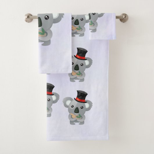 Cute Koala in een zwarte top-hoed Bad Handdoek (Insitu)