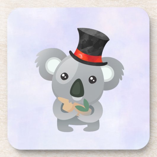 Cute Koala in een zwarte top-hoed Bier Onderzetter (Voorkant)