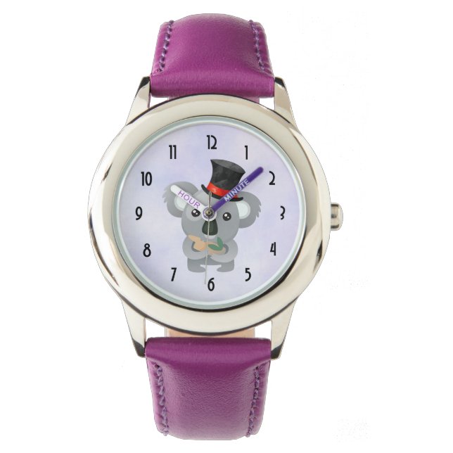Cute Koala in een zwarte top-hoed Horloge (Voorkant)