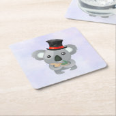 Cute Koala in een zwarte top-hoed Kartonnen Onderzetters (Schuin)