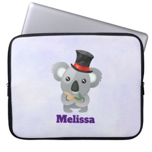 Cute Koala in een zwarte top-hoed Laptop Sleeve