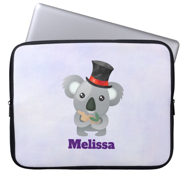 Cute Koala in een zwarte top-hoed Laptop Sleeve (Voorkant)