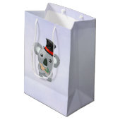 Cute Koala in een zwarte top-hoed Medium Cadeauzakje (Achterkant Gekanteld)