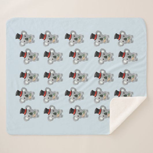 Cute Koala in een zwarte top-hoed Sherpa Deken (Voorkant (horizontaal))