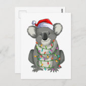 Cute koala in kerstverlichting briefkaart (Voorkant / Achterkant)