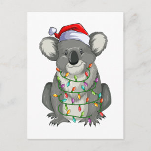 Cute koala in kerstverlichting briefkaart