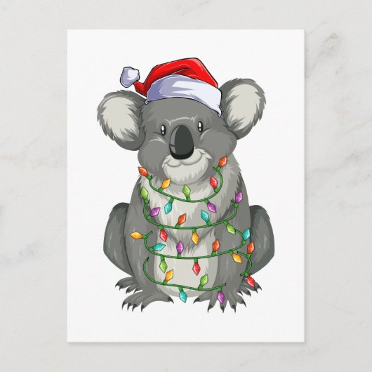 Cute koala in kerstverlichting briefkaart (Voorkant)
