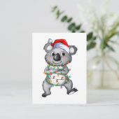 Cute koala in kerstverlichting briefkaart (Staand voorkant)