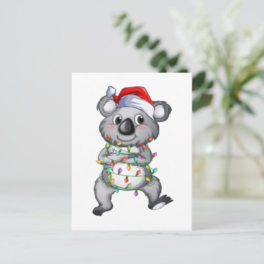 Cute koala in kerstverlichting briefkaart (Staand voorkant)