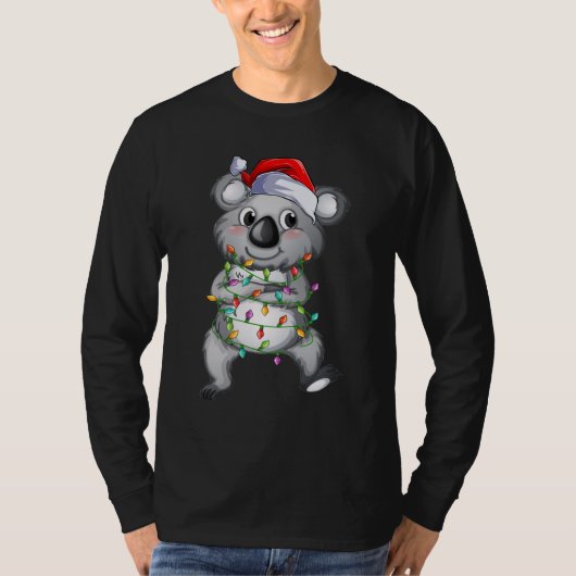 Cute koala in kerstverlichting Mannen Lange hoes T-shirt (Voorkant)