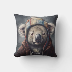 Cute Koala in Winterhoed Aangepaste Naam Kussen