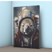 Cute Koala in Winterhoed Aangepaste Naam Notitieboek