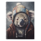 Cute Koala in Winterhoed Aangepaste Naam Notitieboek (Voorkant)