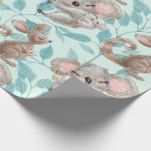 Cute Koala, Kangaroo Baby Green Wrapping Paper Cadeaupapier (Hoek)