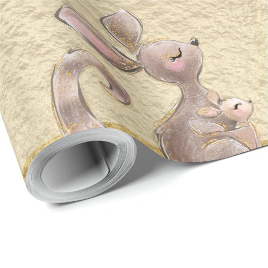 Cute Koala, Kangaroo, Gold Foil Wrapping Paper Cadeaupapier (Rol Hoek)