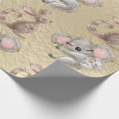 Cute Koala, Kangaroo, Gold Foil Wrapping Paper Cadeaupapier (Hoek)