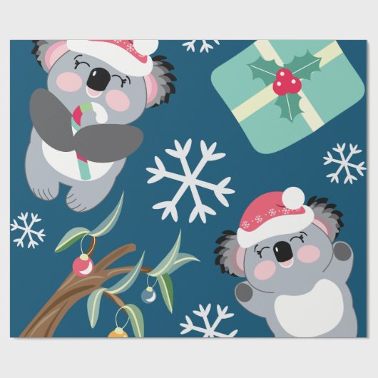 Cute Koala Kerstmis Cadeaupapier (Vlak)