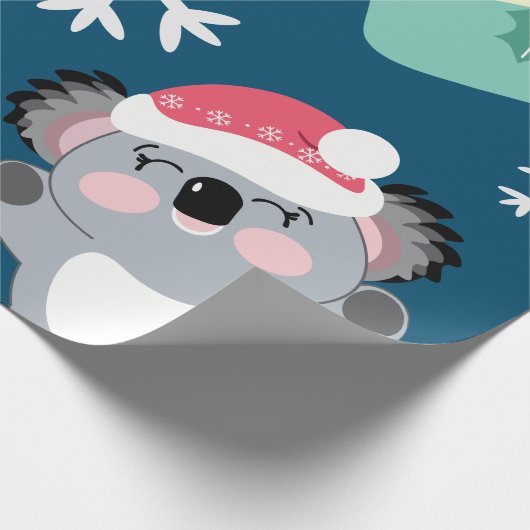 Cute Koala Kerstmis Cadeaupapier (Hoek)
