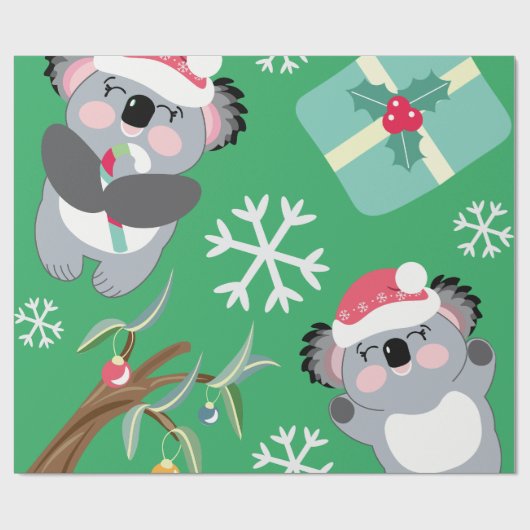 Cute Koala Kerstmis Cadeaupapier (Vlak)