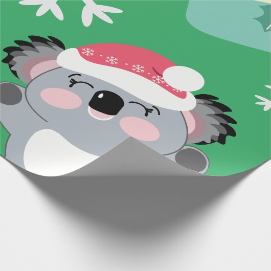 Cute Koala Kerstmis Cadeaupapier (Hoek)