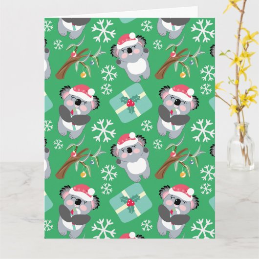 Cute Koala Kerstmis Kaart (Gele Bloem)