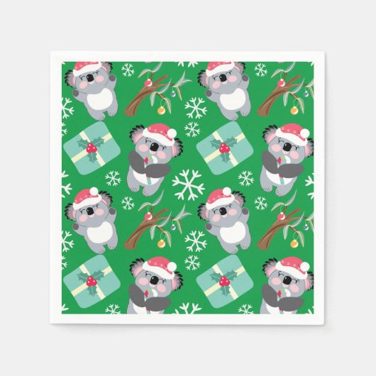 Cute Koala Kerstmis Servet (Voorkant)