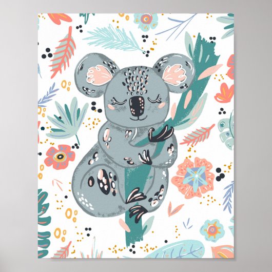 Cute Koala-kinderkamerkunst Poster (Voorkant)
