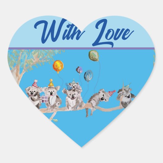 Cute Koala Koalas Blue Childs with Love Hart Sticker (Voorkant)