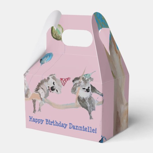 Cute Koala Koalas Girls Birthday Cake Favor Box Bedankdoosjes (Voorkant Zijde)