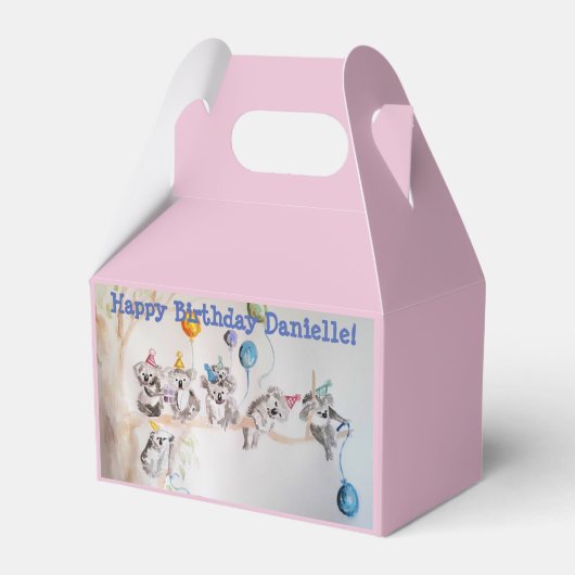 Cute Koala Koalas Girls Birthday Cake Favor Box Bedankdoosjes (Voorkant Zijde)