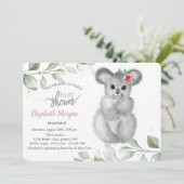 Cute Koala Leaves Baby shower Kaart (Staand voorkant)