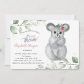 Cute Koala Leaves Baby shower Kaart (Voorkant)