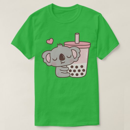 Cute Koala Loves Strawberry Bubble Tea T-shirt (Design voorkant)