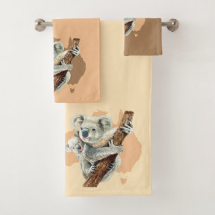Cute Koala Mam en Baby Bad Handdoek