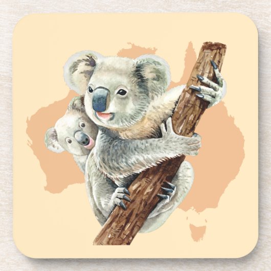 Cute Koala Mam en Baby Bier Onderzetter (Voorkant)