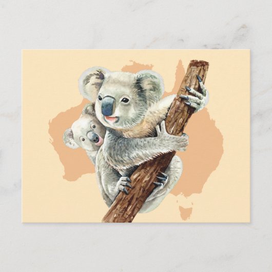 Cute Koala Mam en Baby Briefkaart (Voorkant)