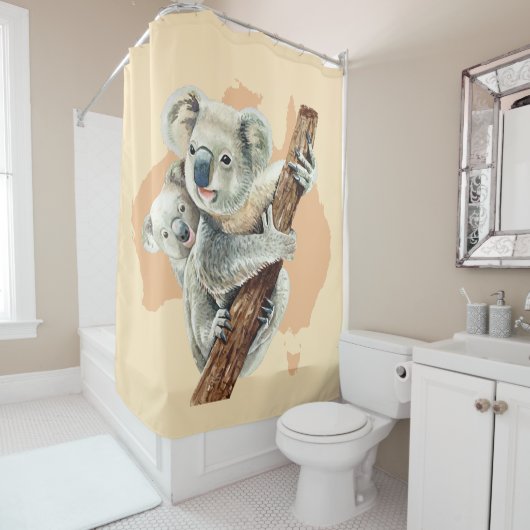 Cute Koala Mam en Baby Douchegordijn (In situ)