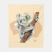 Cute Koala Mam en Baby Fleece Deken (Voorkant)