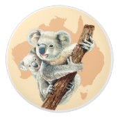 Cute Koala Mam en Baby Keramische Knop (Voorkant)