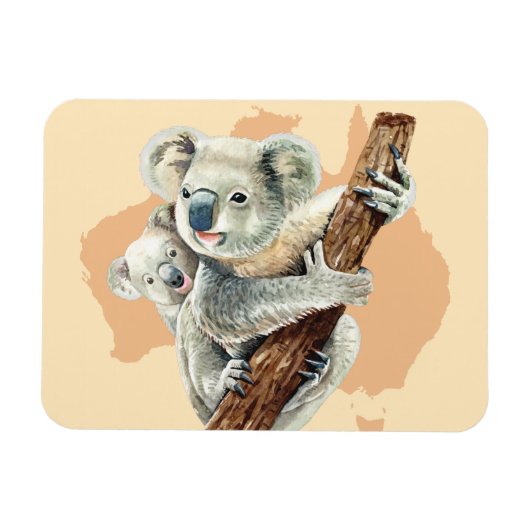 Cute Koala Mam en Baby Magneet (Horizontaal)