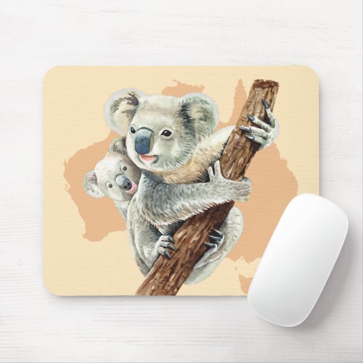 Cute Koala Mam en Baby Muismat (Met muis)
