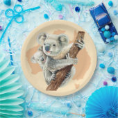 Cute Koala Mam en Baby Papieren Bordje (Feest)