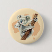 Cute Koala Mam en Baby Ronde Button 5,7 Cm (Voorkant)