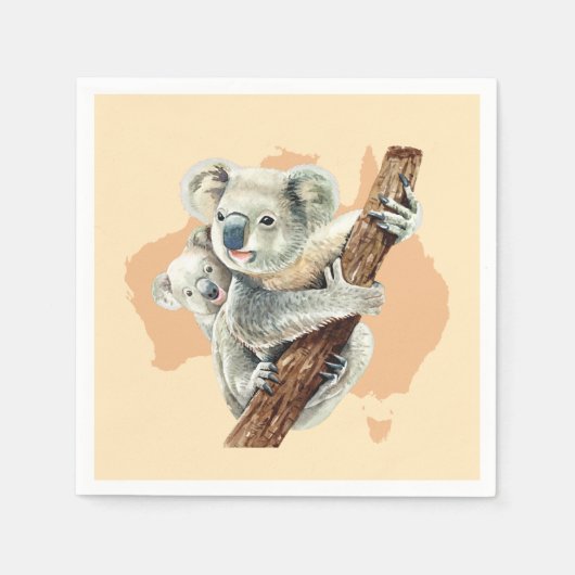 Cute Koala Mam en Baby Servet (Voorkant)